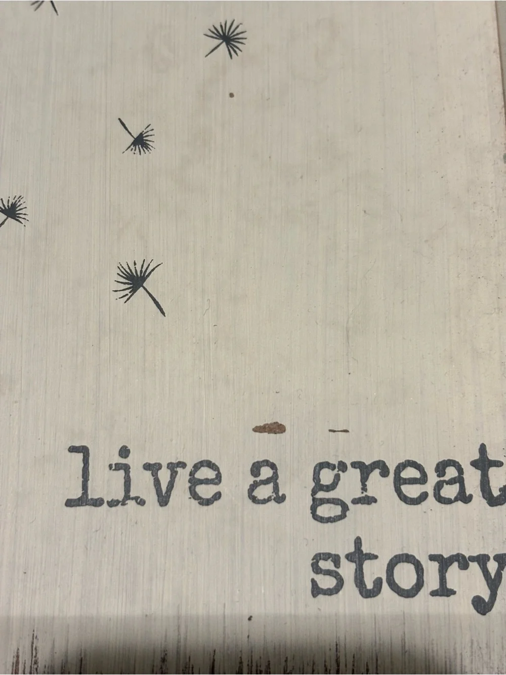Live a Great Story White Dandelion Wall Art
